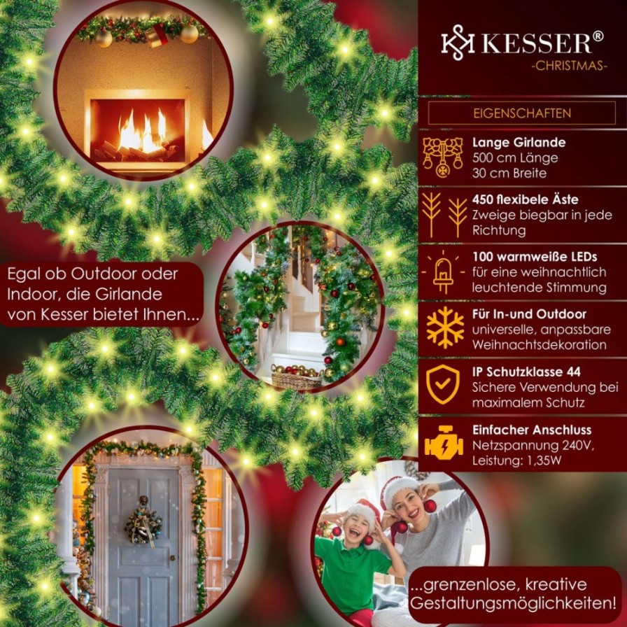Kerstversiering Kesser Kesser® Kerstslinger Guirlande Met 100 Led'S