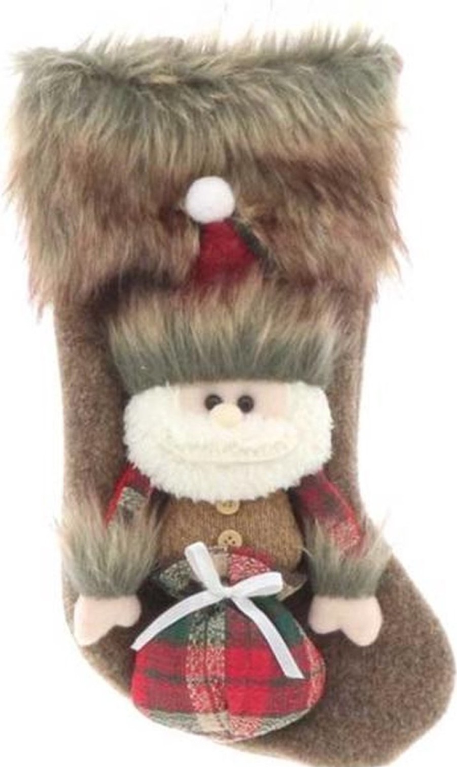 Kerstversiering Unique Living  | Unique Living | Stocking Vidar 17X34Cm Brown Santa