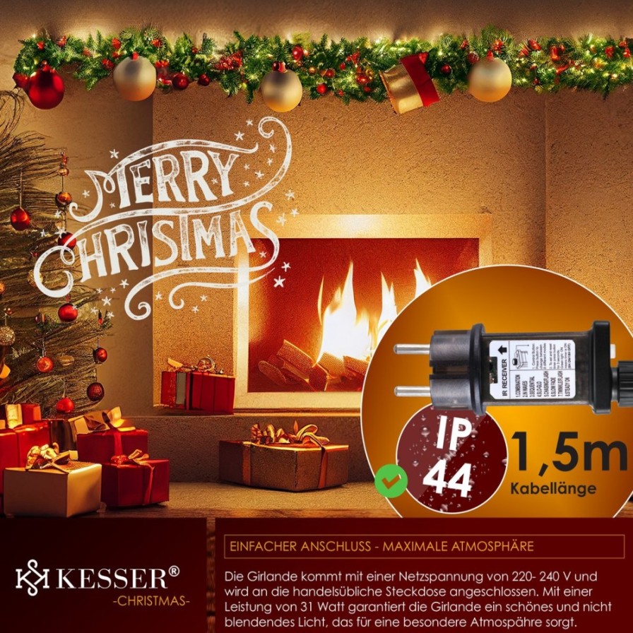 Kerstversiering Kesser Kesser® Kerstslinger Guirlande Met 100 Led'S